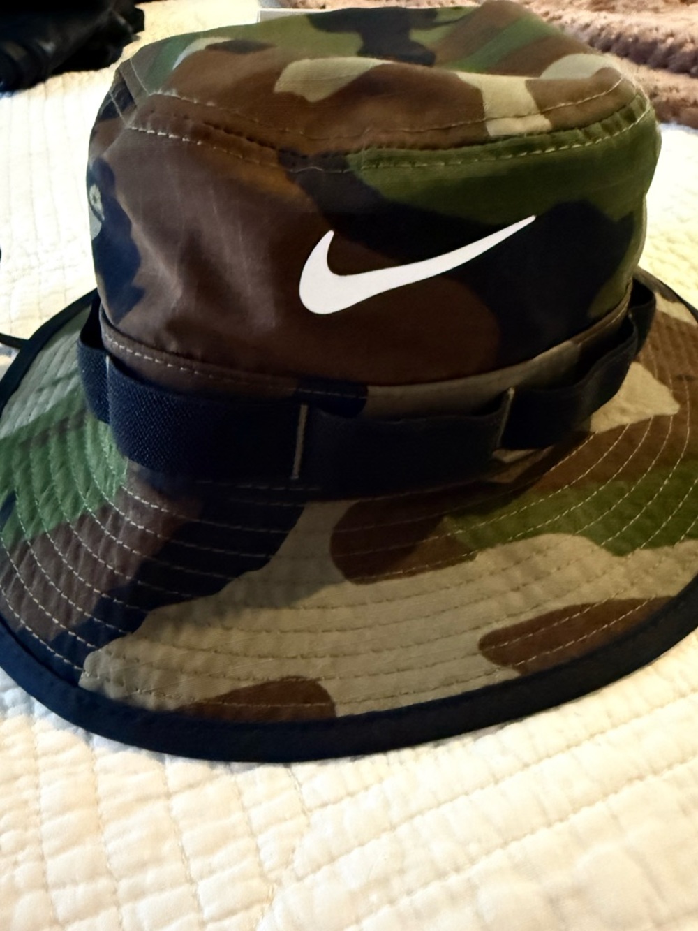 Nike Green Camo Bucket Hat with White Swoosh